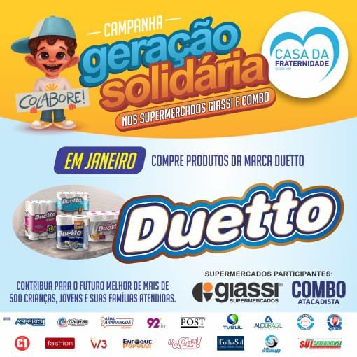 A marca Duetto é a primeira parceira de 2022 neste projeto em conjunto com o Giassi Supermercados e Combo Atacadista